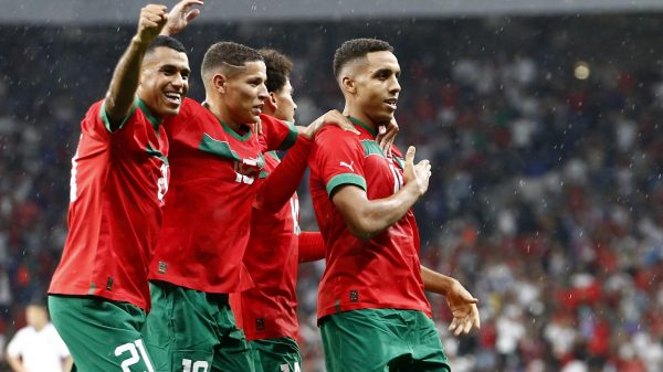 marocco-spagna giocatori che esultano morocco-spain