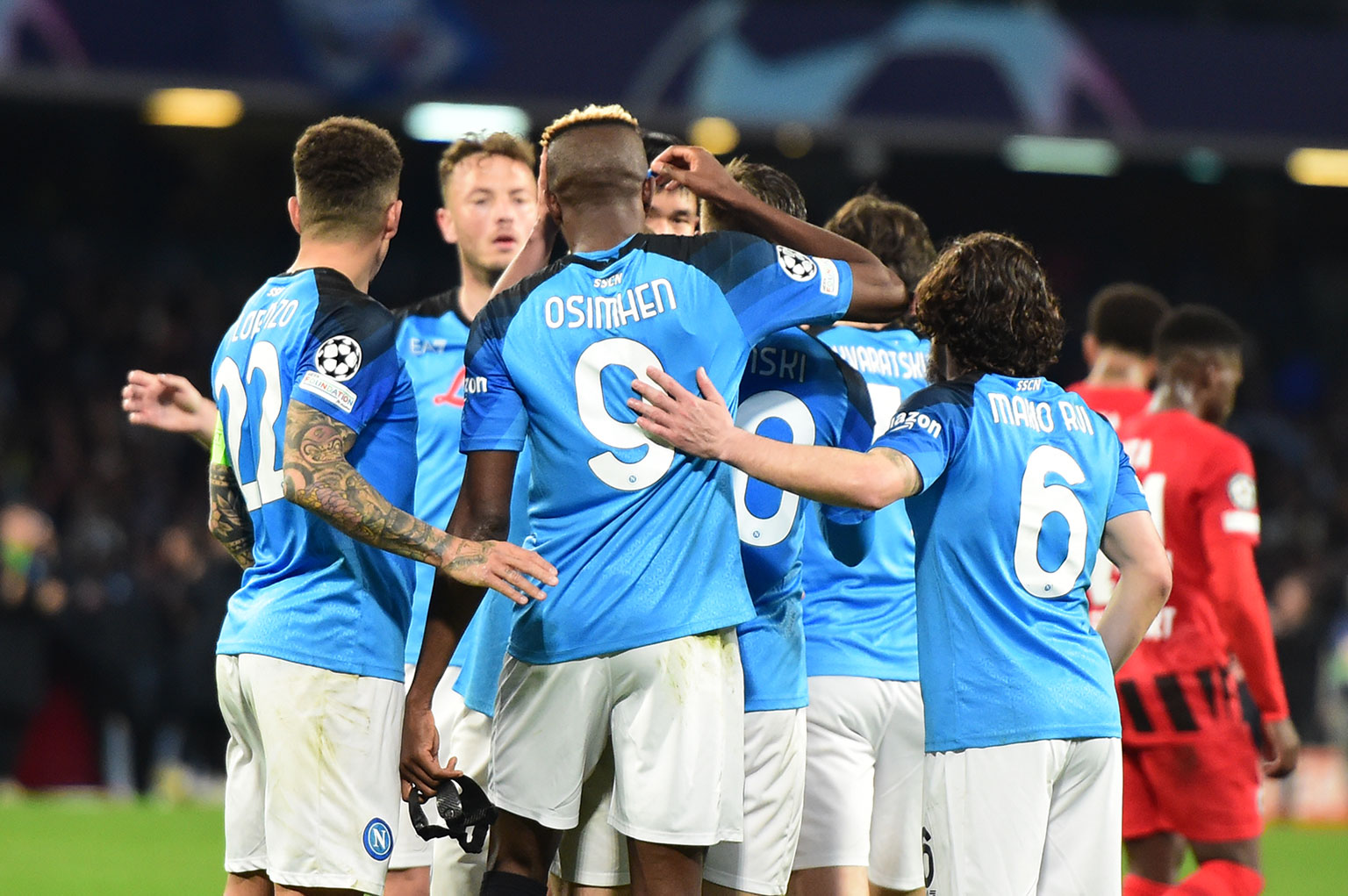 Napoli-Eintracht Francoforte-esultanza-del-napoli