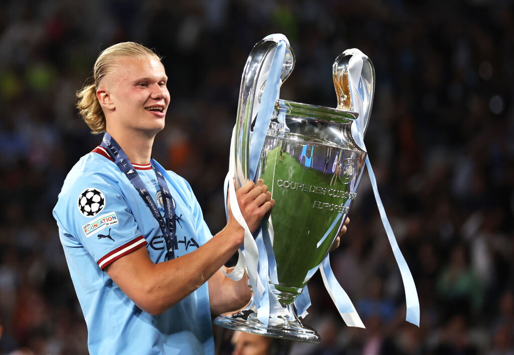 haaland champions league trophy